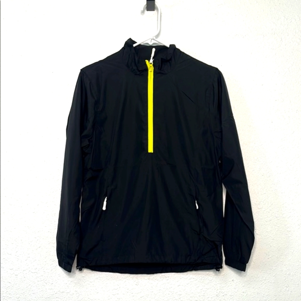 Glen Echo Golf Women’s M Black with yellow half zip Rain Jacket pullover NWT
